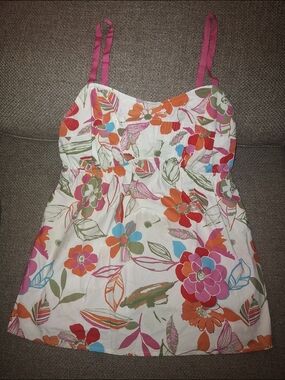 Motherhood Floral Spaghetti-Strap Top With Built In Shelf Bra